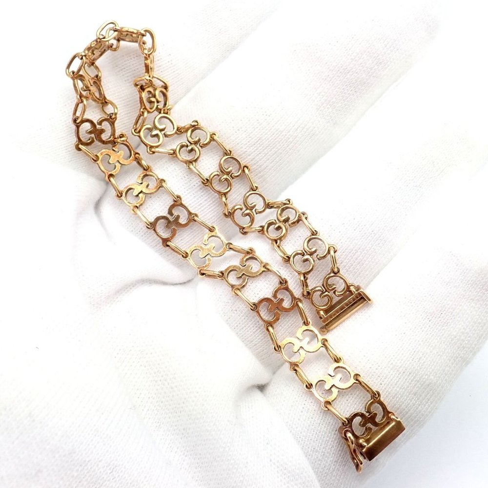 Vintage! Authentic Gucci 18k Yellow Gold Logo Bracelet - Picture 7 of 11